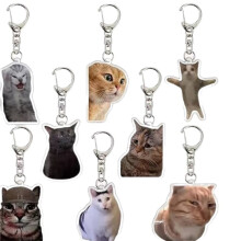 8pcs Cat Meme Keychain,Funny Meme Image,Cat Backpack Charm,for Nurses,Doctors,Students and Office Workers