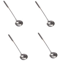 4X Soup Ladle, Wok Spatula,the Longer Handle Shovel Spoon Rustproof, Heat Resistance, Integral Forming Durable Stainless