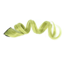 Long Curly Synthetic Hairpiece with Clip, Green Highlights 55cm
