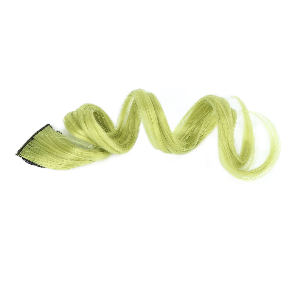 Unisex Green Long Curly Synthetic Hairpiece With Clip, Highlights 55Cm