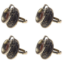 4X 1x Retro Metall Ring Fingerring Ringe Schwarz Kaffeetasse Einstellbar