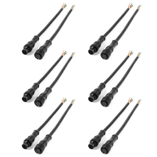 12X 8 Pin M/F Plug Waterproof Connector Cable Black
