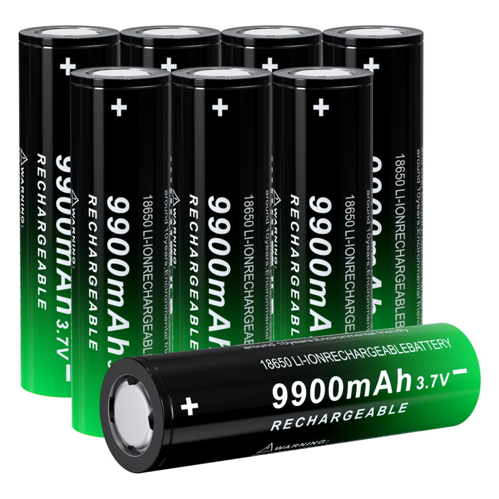 8 Pack 18650 Rechargeable Battery 3.7V Lithium Ion Flat Long Runtime Power For Flashlight And Headlamp 9092120162196