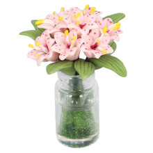 Miniatur Pinke Lilien-Puppenhauspflanzenmodell Geschenk für die Heimdekoration