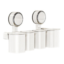 Toothbrush Holder with Suction Cup and Drainage, Wall Mounted Bathroom Organizer Stainless Finish