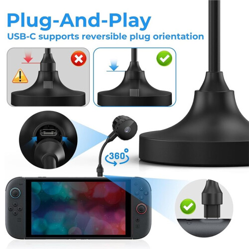 For  2 Camera,HD 1080P USB C Webcam Support Plug and ,360 Flexible Angle Adjustment Detachable USB C Cable