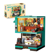Creative Coffee Building Blocks Set with Mini Figures, 1228 PCS Detailed Modular Coffee House Kit