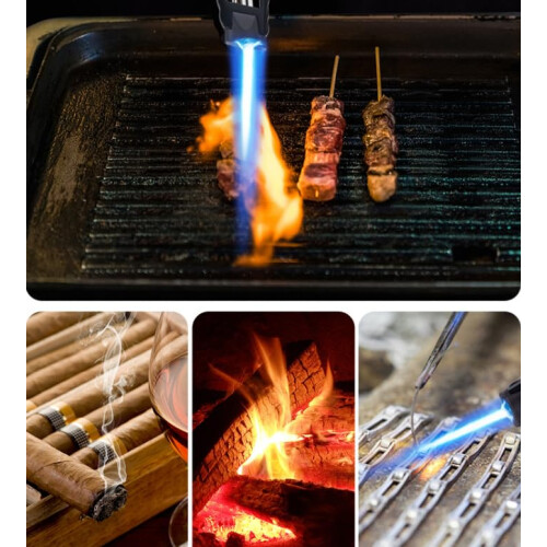 Butane Torch Lighter Windproof Jet Flame Refillable Adjustable Flame for Cooking BBQ Cigar Camping 2