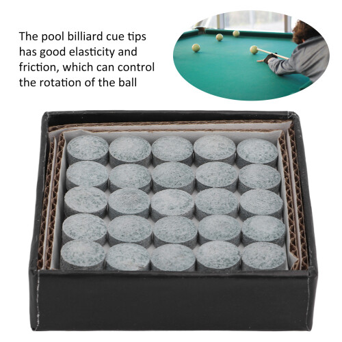 50Pcs Leather Billiard Pool Cue Tips 10.5mm with Storage Box 2