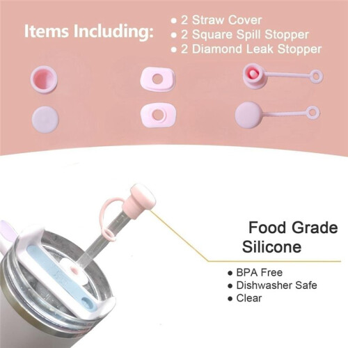 Adjustable Straw Cover Diameter 6mm-10mm, Dishwasher Safe Clear Suction Straw Dust Plug Translucent 2