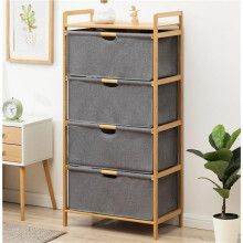 Bamboo Storage Rack with Drawers, MultiTier Organizer for Laundry Bathroom Kitchen, 60x32x121cm