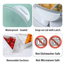 Veggie Tray with Lid - Divided Snackle Box Container with 6 Compartments for Party Serving Platter, Fruit Tray, Snack