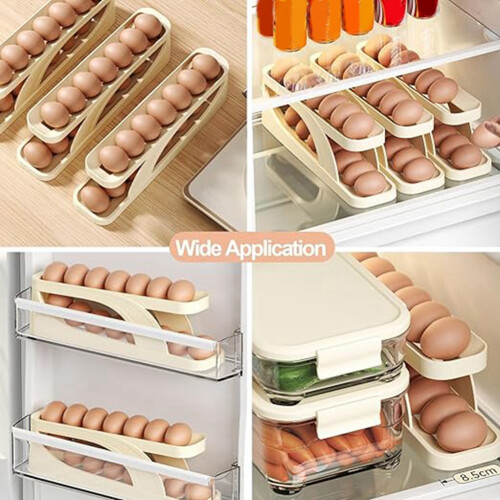 Egg Holder Dispenser for Refrigerator,Automatically Rolling Egg Storage Container,Space Saving Egg Tray for Refrigerator 2
