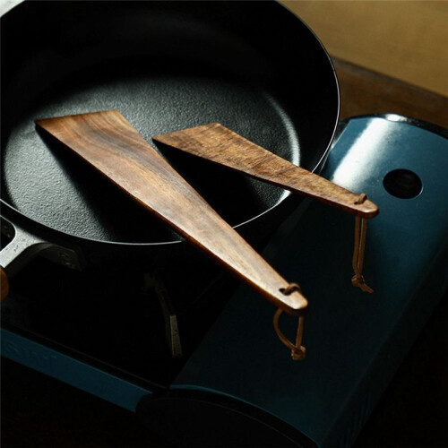 Wood Tableware Spatulas Kitchen Gadgets Triangular Cooking Spatula Portable Outdoor Camping Utensils Scraper-S 2