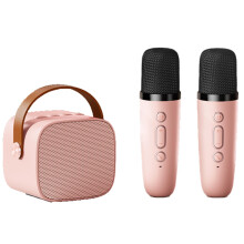 Mini Bluetooth Karaoke Speaker with Two Wireless Microphones for Adults and Kids Party Use
