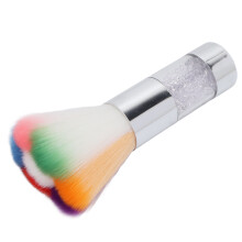 Tragbarer bunter, flauschiger Rouge- und Nagelstaub-Reinigungspinsel, Silber