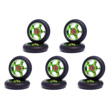 10Pcs 100mm Scooter Replacement Wheels with Bearings Aluminum Wear-Resistant PU Scooter Parts Scooter Accessories,Green