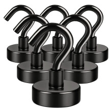 6 Pack Black Magnetic Hooks 25lb Strong Fridge Magnets for Kitchen Organization