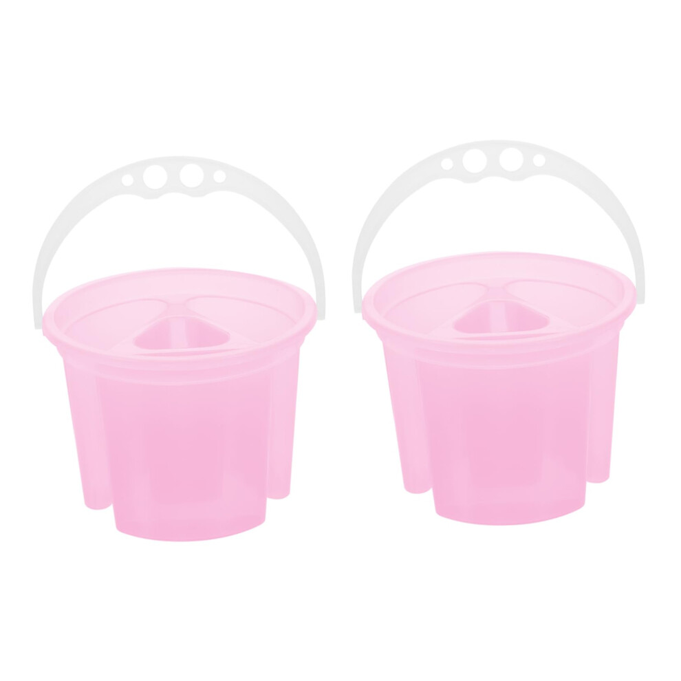 2Pcs Paint Brush Cleaning Basin Set, Compact Pink Art Brush Wash Bucket For Watercolor And Oil Painting 9330225949169
