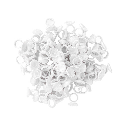 100pcs White Flower Glue Rings for Eyelash Extensions, 1.8cm Diameter 1