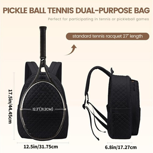 Practical Tennis Backpack With Luggage Strap Detachable-Black 2