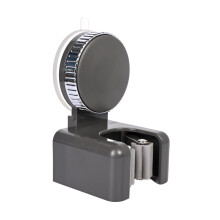 Rotating Vacuum Suction Mop Holder Wall Mount No Drilling Broom Organizer with NonSlip Grip Gray