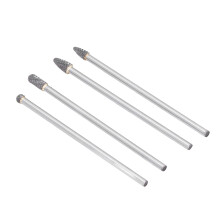 4Pcs Tungsten Steel Rotating Burr Set, HRC70, 6mm Shank, 8-10mm Diameter