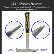 Professional Welding Kit: 12.6" Chipping Hammer, 28oz Forged-Steel, 10" Leather Gloves