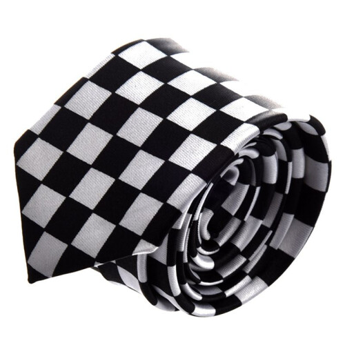3X Mens Black White Plaid Checkered Necktie Neck Tie 1
