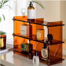 Matte Brown Acrylic Makeup Organizer with Modular Storage Design for Desktop Cosmetics and Perfume