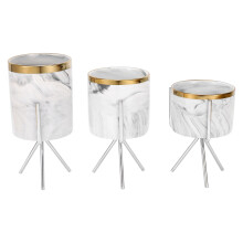 Nordic Marble Pattern Vase Ceramic Iron Art Vase Rose Gold Silver Tabletop Green Plant Flower Pot Home Office Vases Decorative, Silver