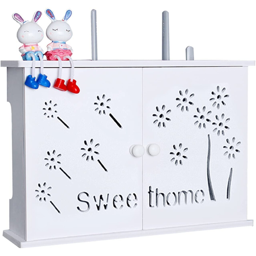 Wifi Router Storage Box Wooden Wall Mounted Cable Management Shelf Decorative Organizer 9455672136396