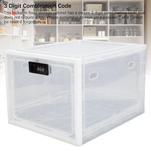 Lockable Fridge Storage Box with 3 Digit Combination Lock, Transparent Durable Plastic Snack Organizer 2