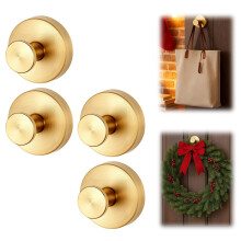 Golden Suction Cup Hooks NoDrill Wreath Hangers for Front Door Glass Mirror Bathroom 4PC