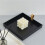 4X  Square PU Leather Serving Tray Decorative Dish Cosmetics Sundries Desktop Storage Plate with Handle(Black) 3