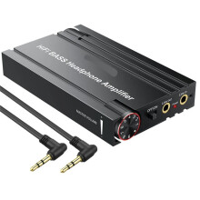 HiFi BASS Headphone Amplifier Portable 3.5mm Headphone Amp with Volume Knob Bass Boost Rechargeable 16-600Ω for Computer