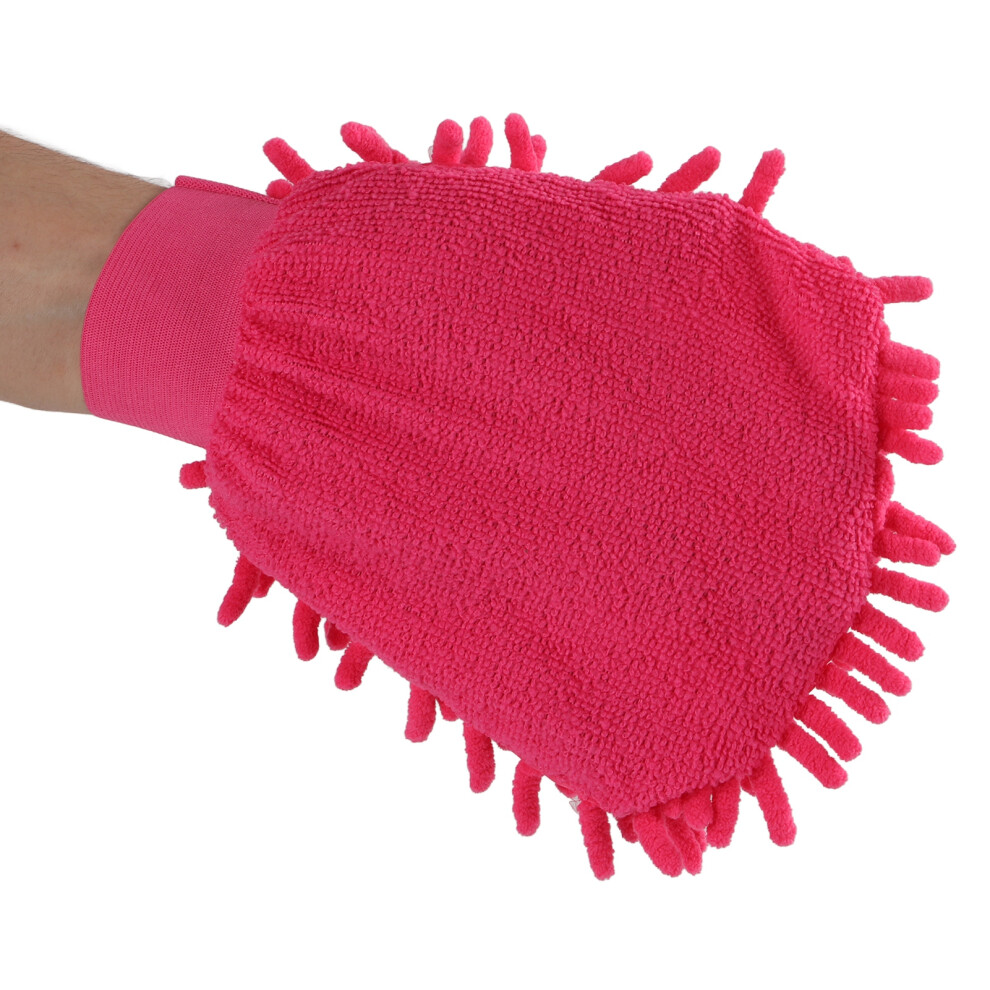 Double Sided Chenille Car Wash Mitt Pink 7293282803558