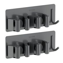 Broom Holder Wall Mount Stainless Steel Garage Tool Organizer with Adjustable NonSlip Hooks