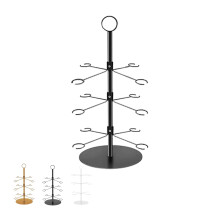 Wine Glass Holder MultiTier Stemware Rack with Secure Curved Hooks and Stable Metal Base for Parties