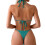 Ensemble Bikini à col licou et à bretelles pour-Vert armée L 4