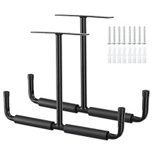 Overhead Garage Storage Rack with Heavy Duty Double Hangers, 16.5' Ceiling Hooks for Ladder and Lumber, 2PCS Black