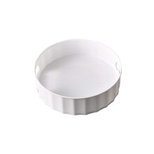 Medium White Lazy Susan Turntable with Handle, 360 Rotating DoubleSided Spice Organizer for Kitchen Countertop