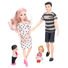 Familienspielzeug Puppenfamilie Set Lebendiger Papa Schwanger Mama Kinder Spielzeug 4 Stück 25cm