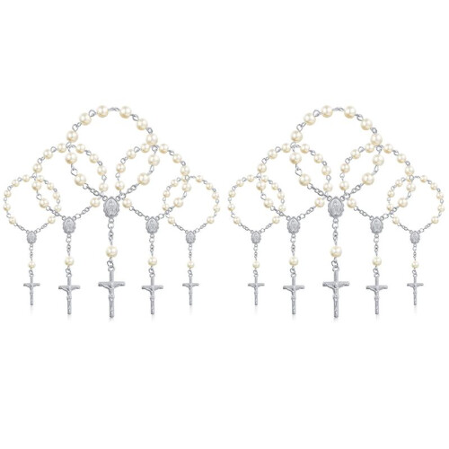 60 Pièces Chapelet de Baptême Perles Doigt Baptême Chapelets Fausses Perles
