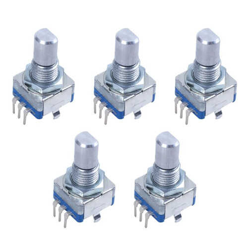 5X 20-Point Shaft Detents Encoder and 360 Degree Rotary with Push Button  + Silver