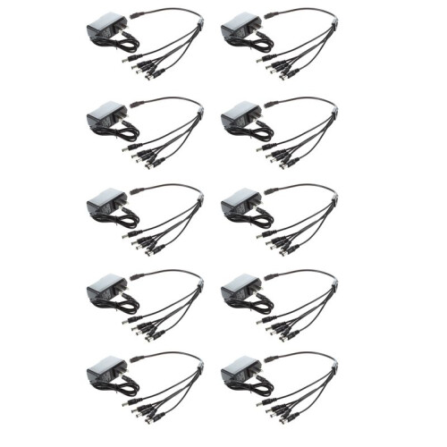10X 9V Effect Pedal Power AC  Adapter US Plug with 5 Way Chain Splitte Cable 1