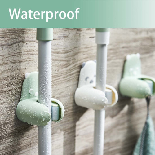 Mop and Broom Holder Mini Bear Shape Wall Mounted Organizer SelfAdhesive NoDrill 2 Pack 2