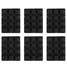 6X Jardín Jardinera Vertical Multi Bolsillo Montaje en Pared Bolsa de Cultivo de Fieltro Maceta de Interior / Exterior, 12 Bolsillos, Negra