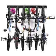 Bike Storage Rack Wall Mounted Holds 6 Bicycles and Helmets, Adjustable Hooks, 360 lbs Capacity