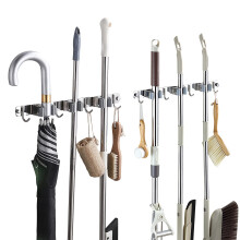 Broom Mop Holder Wall Mounted Tool Organizer 2pcs Heavy Duty SpaceSaving Rack for Garage Garden
